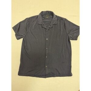 Porter & Ash dark‎ blue button up ss modal blend shirt, men's large